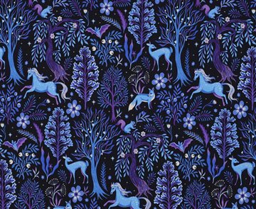French Terry Forest Animals Navy 